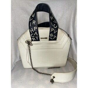 parchita bag Womens White Shoulder Bag Octagon Shape With Strap Pink Lining